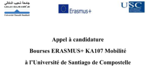 Appel à candidature : Bourses ERASMUS+ KA107 Mobilité (Université Santiago de Compostelle)