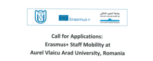 Call for Applications:  Erasmus+ Staff Mobility at Aurel Vlaicu Arad University, Remania